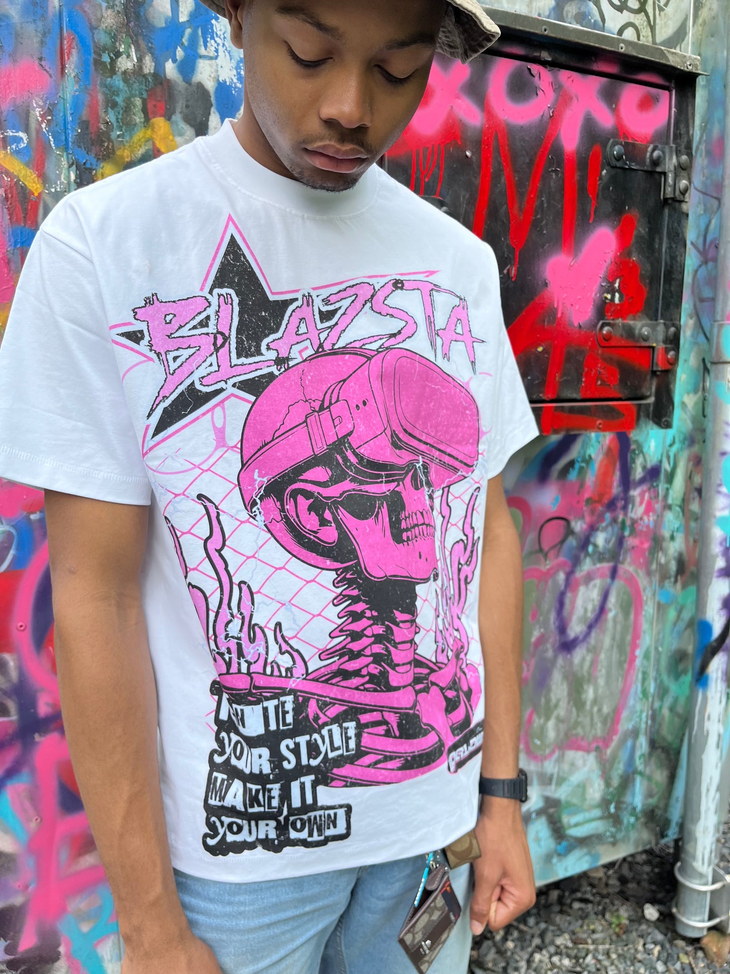 BLAZSTA SKULLY VR TEE PINK