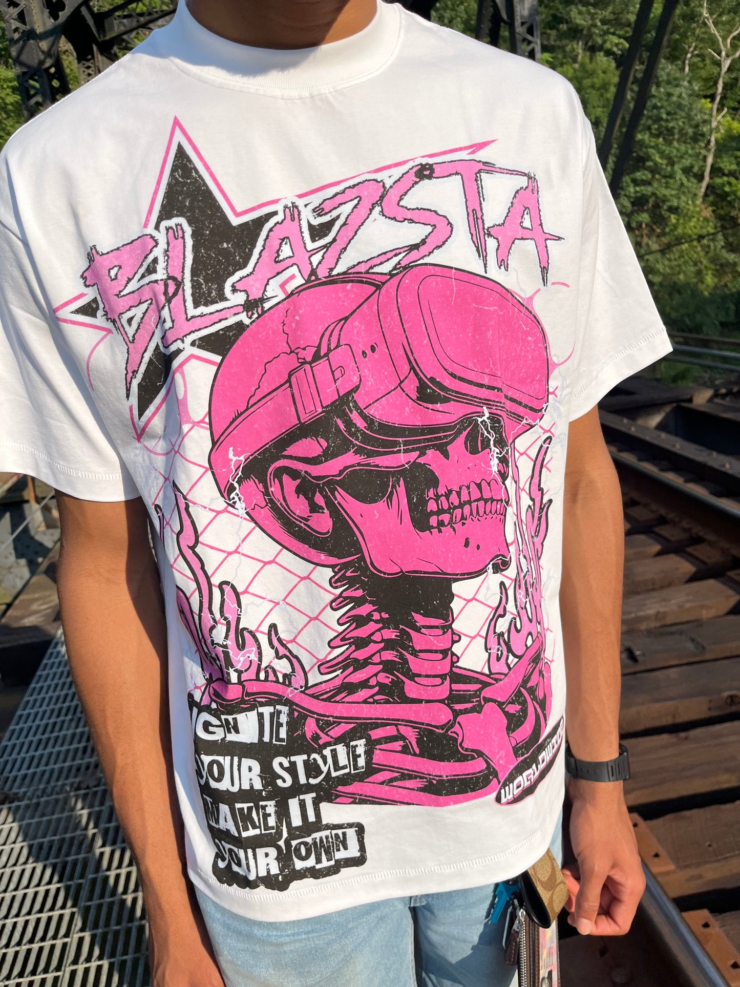 BLAZSTA SKULLY VR TEE PINK