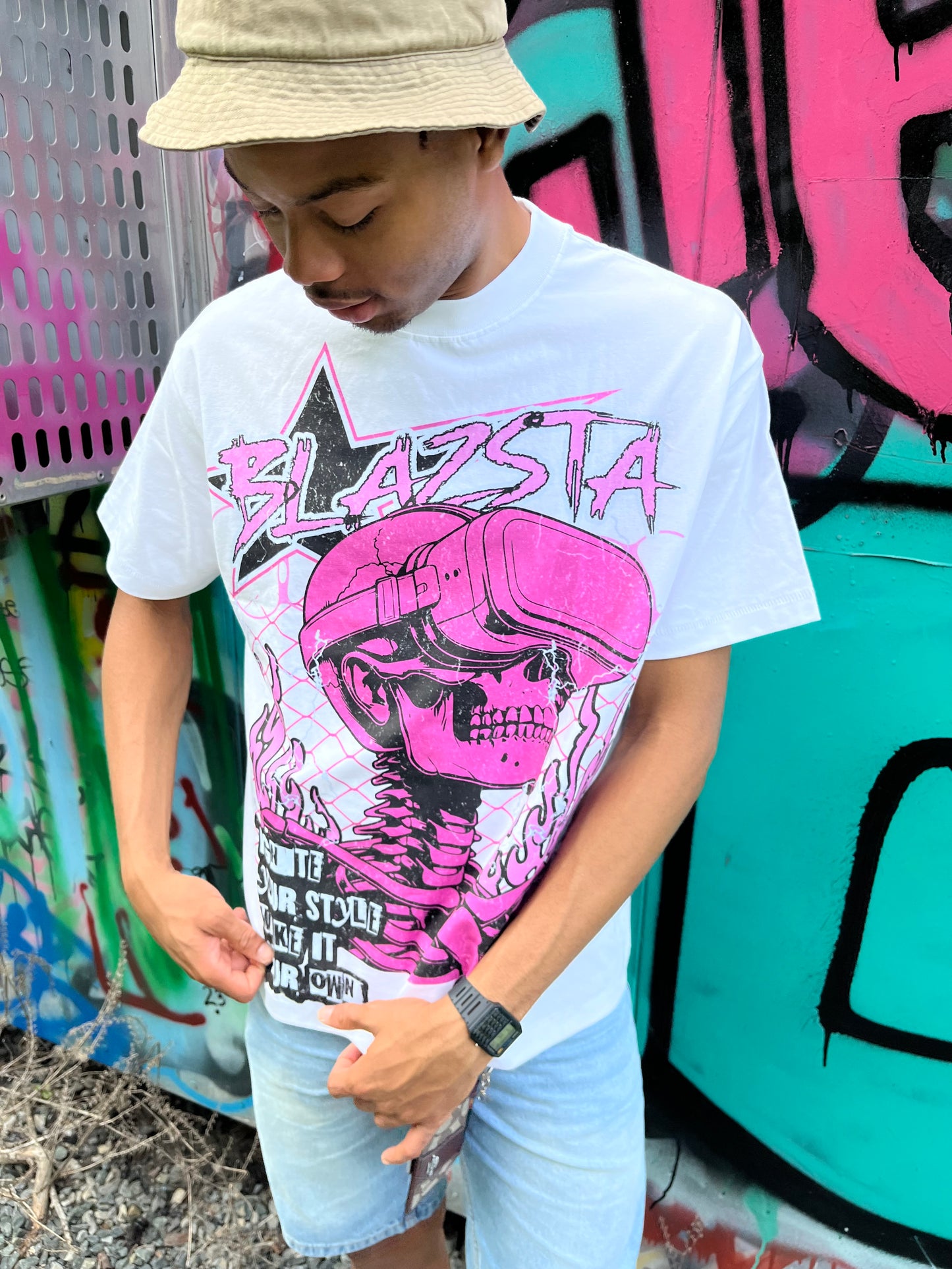 BLAZSTA SKULLY VR TEE PINK